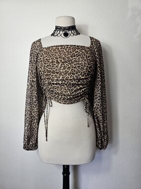 Leopard Print Ruched Crop Top